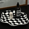 Variant image for Moderne Keramik Lagerschale im Chequerboard-Design - Schwarz-Weißes Aufbewahrungstablett für Schmuck und Snacks-1