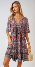 BREEZY BLOOM – Bedrucktes V-Ausschnitt Minikleid