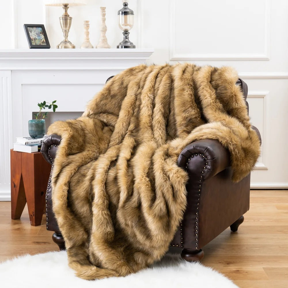 Luxus Faux Fur Decke 200 x 200 cm - Weich und Warm, Elegantes Kunstfell für Zuhause-2