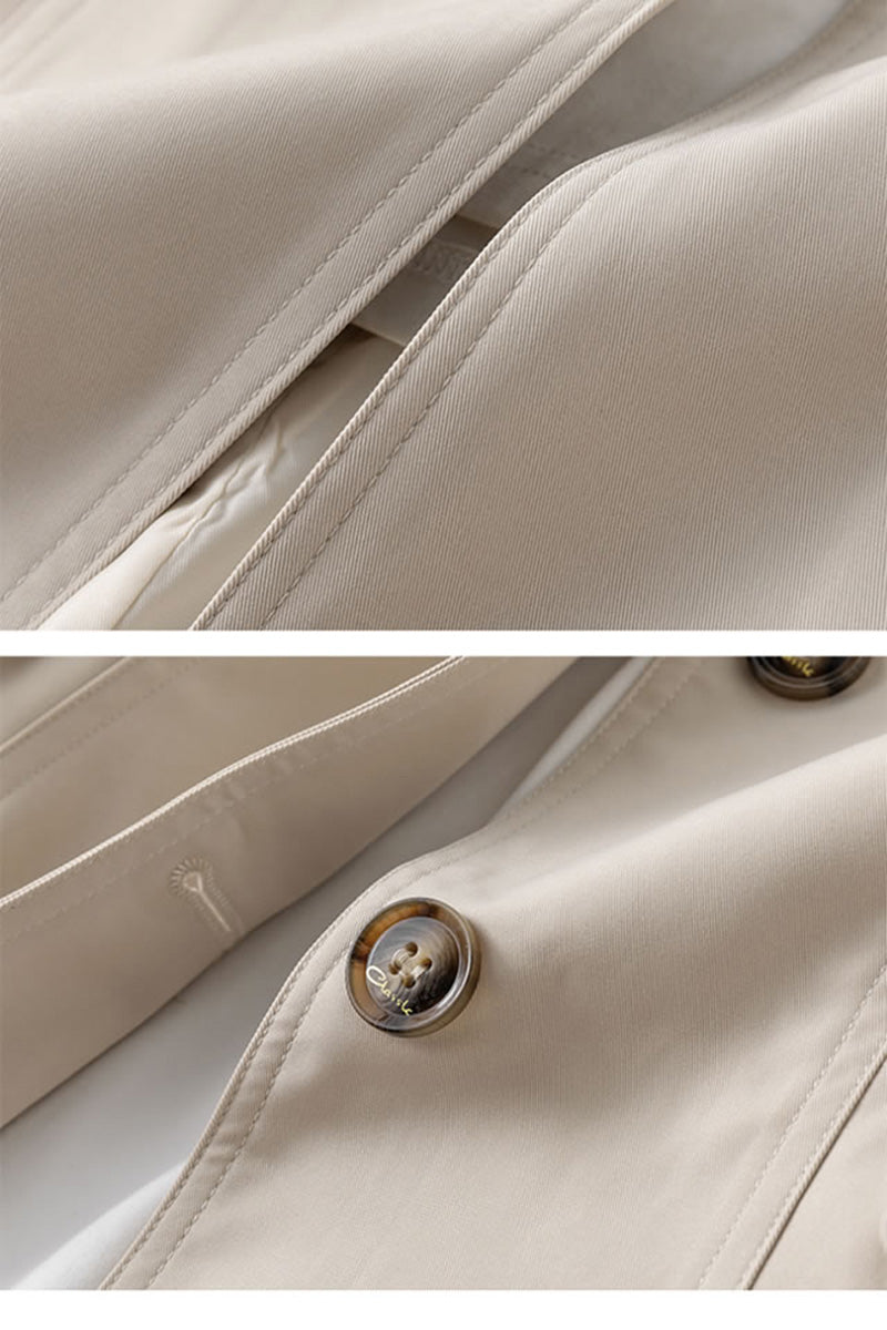 Clara – Moderner Trenchcoat mit hohem Kragen und Knöpfen