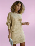 Variant image for Damen Abendkleid Off-Shoulder Mini Schwarz Glitzernd Pailletten Cocktailkleid-1
