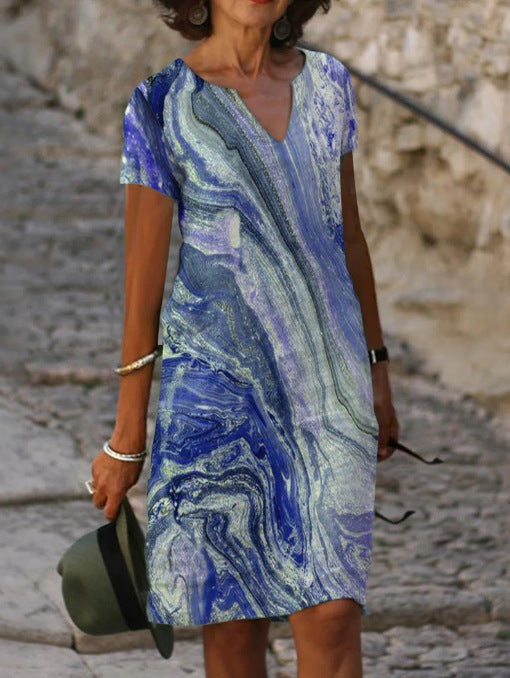 SERAPHINA – Elegantes V-Ausschnitt Sommerkleid aus Baumwolle