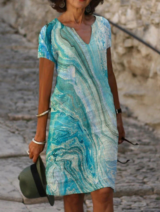 SERAPHINA – Elegantes V-Ausschnitt Sommerkleid aus Baumwolle