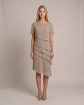 TESS Chiffonkleid für Damen in Khaki, gestuftes Kleid