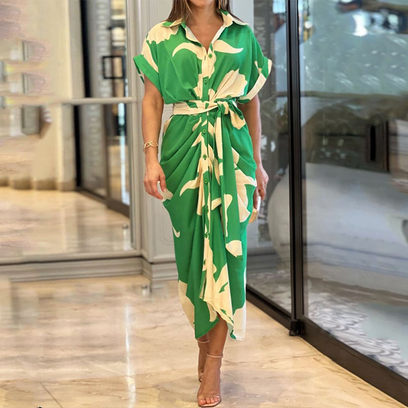 CHIC ELEGANCE – Sommerkleid mit Schleifendetail und V-Ausschnitt