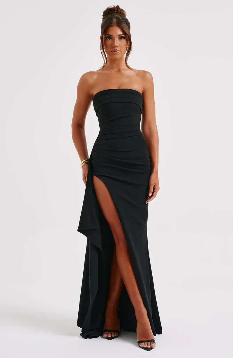 ELEGANT CHARM – Twisted Maxi Kleid mit V-Ausschnitt